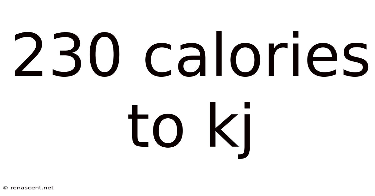 230 Calories To Kj