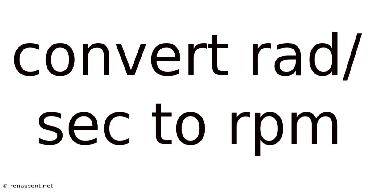 Convert Rad/sec To Rpm