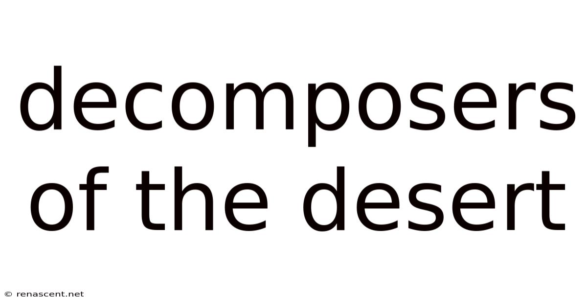 Decomposers Of The Desert