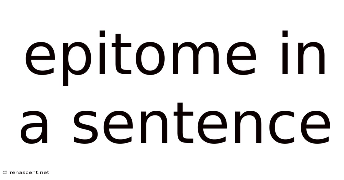 Epitome In A Sentence