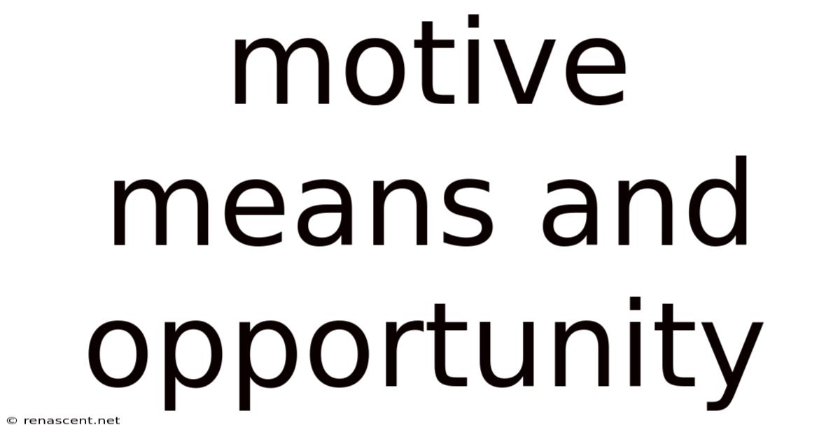 Motive Means And Opportunity