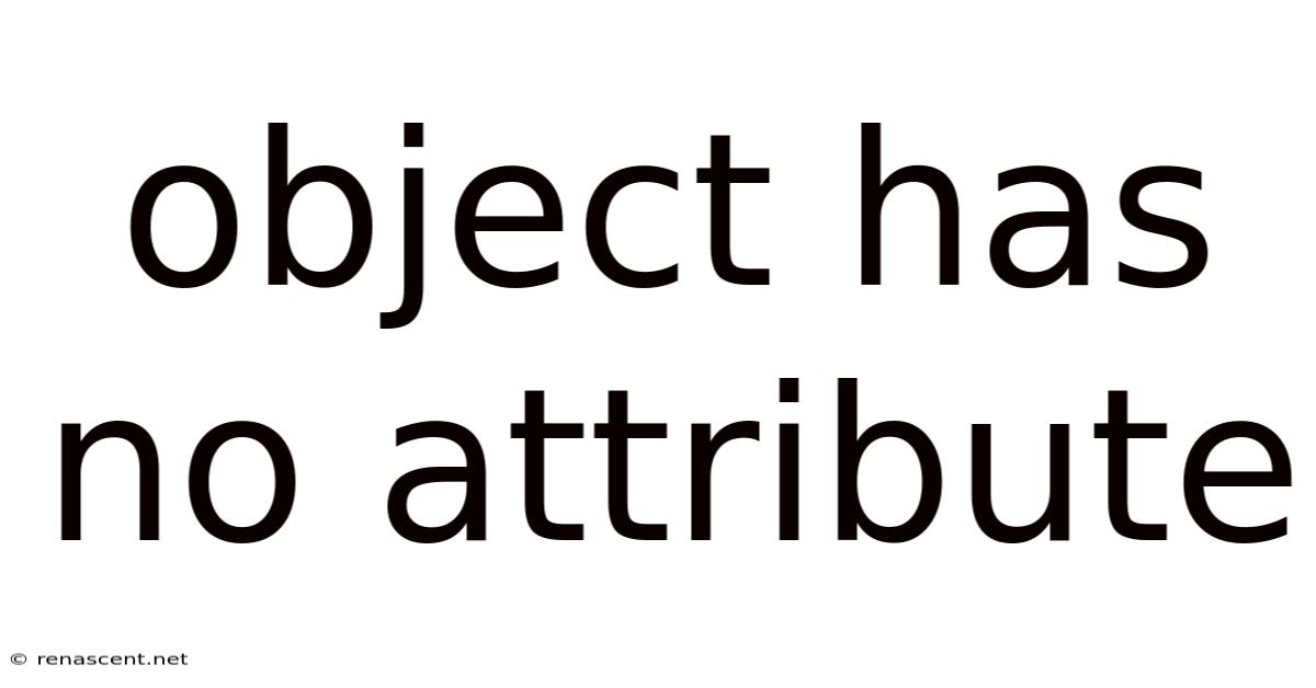 Object Has No Attribute