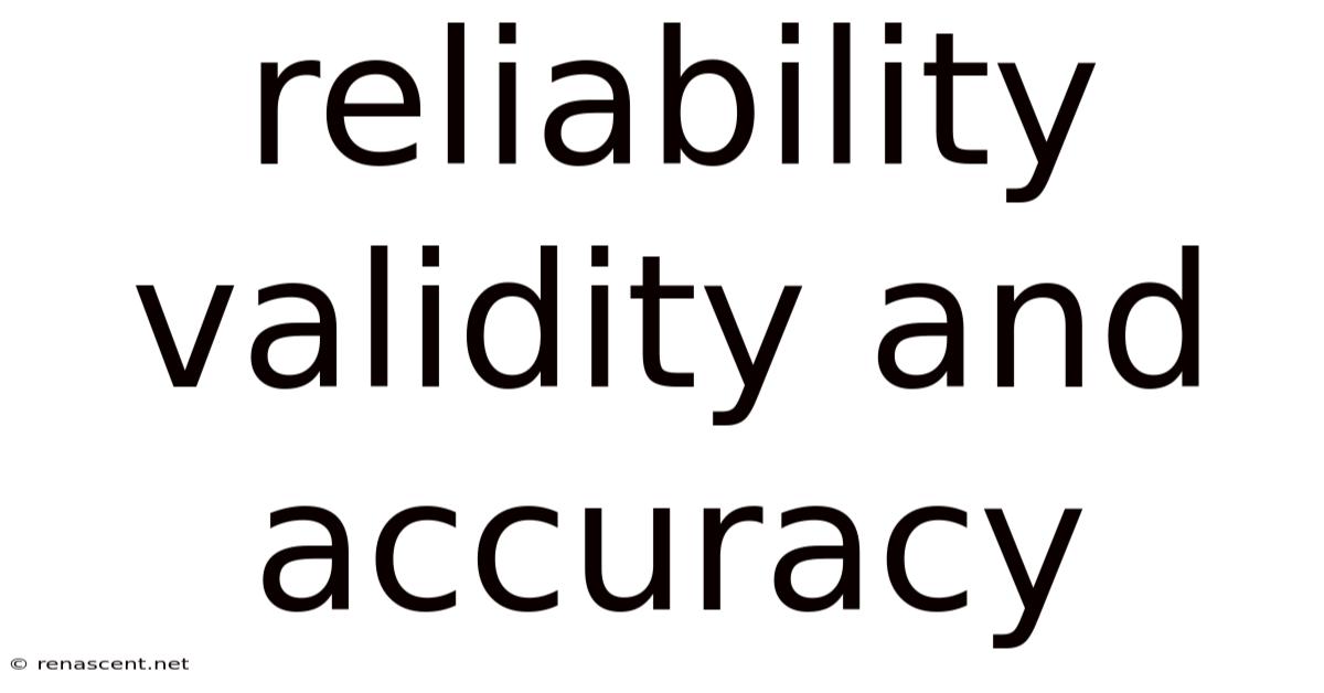 Reliability Validity And Accuracy