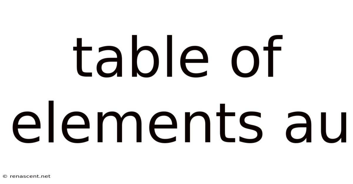 Table Of Elements Au